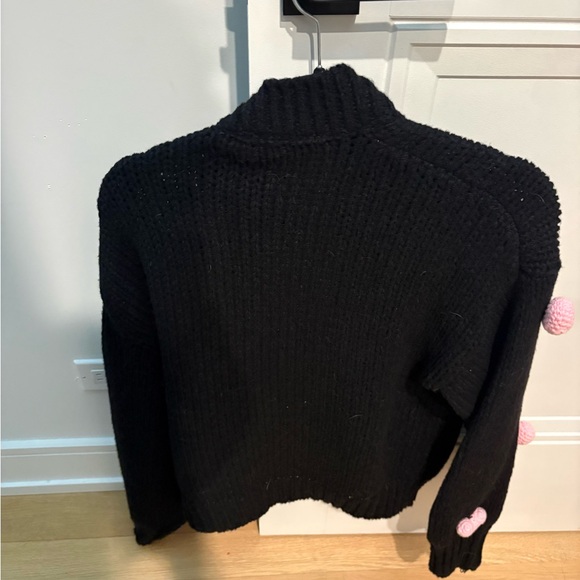 Maeve for Anthropologie one size Black Cardigan with puff hearts - Picture 2 of 3